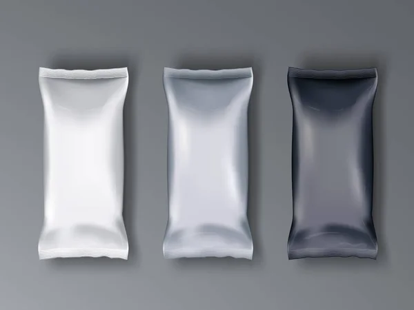 Weiße, silberne und schwarze Slim Foil Package Bag — Stockvektor