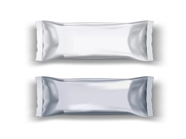ホワイトとシルバースリム箔チップパッケージバッグ — ストックベクタ
