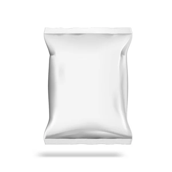 Saco branco do pacote das microplaquetas 3D isolado no branco — Vetor de Stock