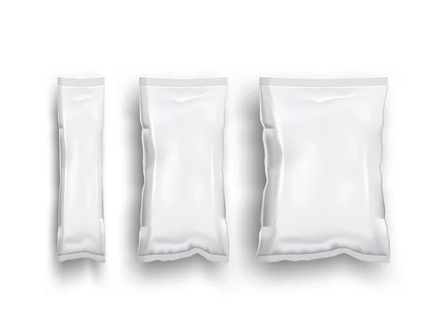 Saco branco do pacote das microplaquetas com etiqueta no cinza — Vetor de Stock