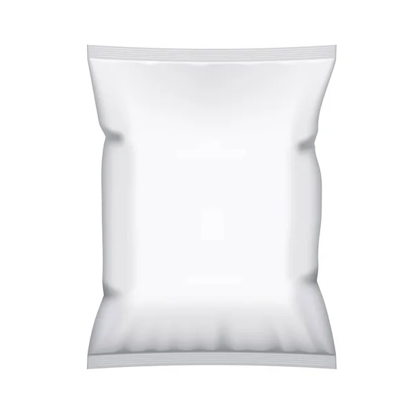 Saco branco do pacote das microplaquetas com etiqueta no branco — Vetor de Stock