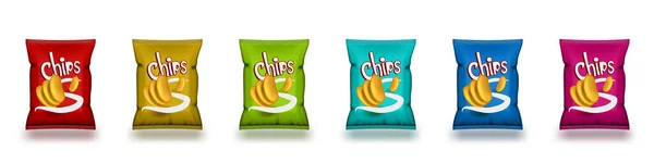 Kleur Chips Package Bag met label op wit — Stockvector