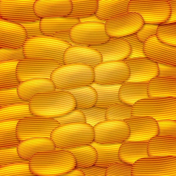 3D zvlněné zlaté hranolky slané občerstvení pozadí — Stockový vektor