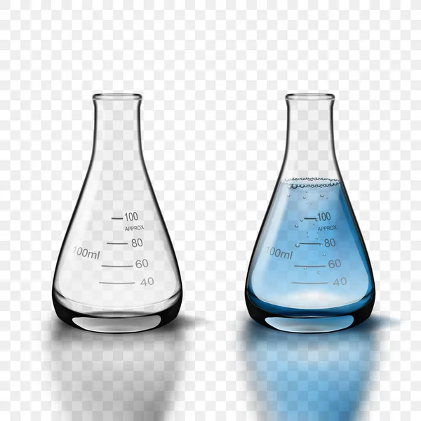 Vacía y con cristalería química del laboratorio del reactivo — Vector de stock