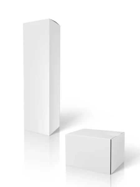 บรรจุภัณฑ์กล่องกระดาษแข็งสีขาว 3D — ภาพเวกเตอร์สต็อก