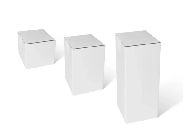 Embalaje de caja de cartón blanco 3D aislado en blanco — Vector de stock