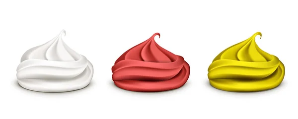 Farbe Schlagsahne Cap auf Dessert Cupcakes — Stockvektor