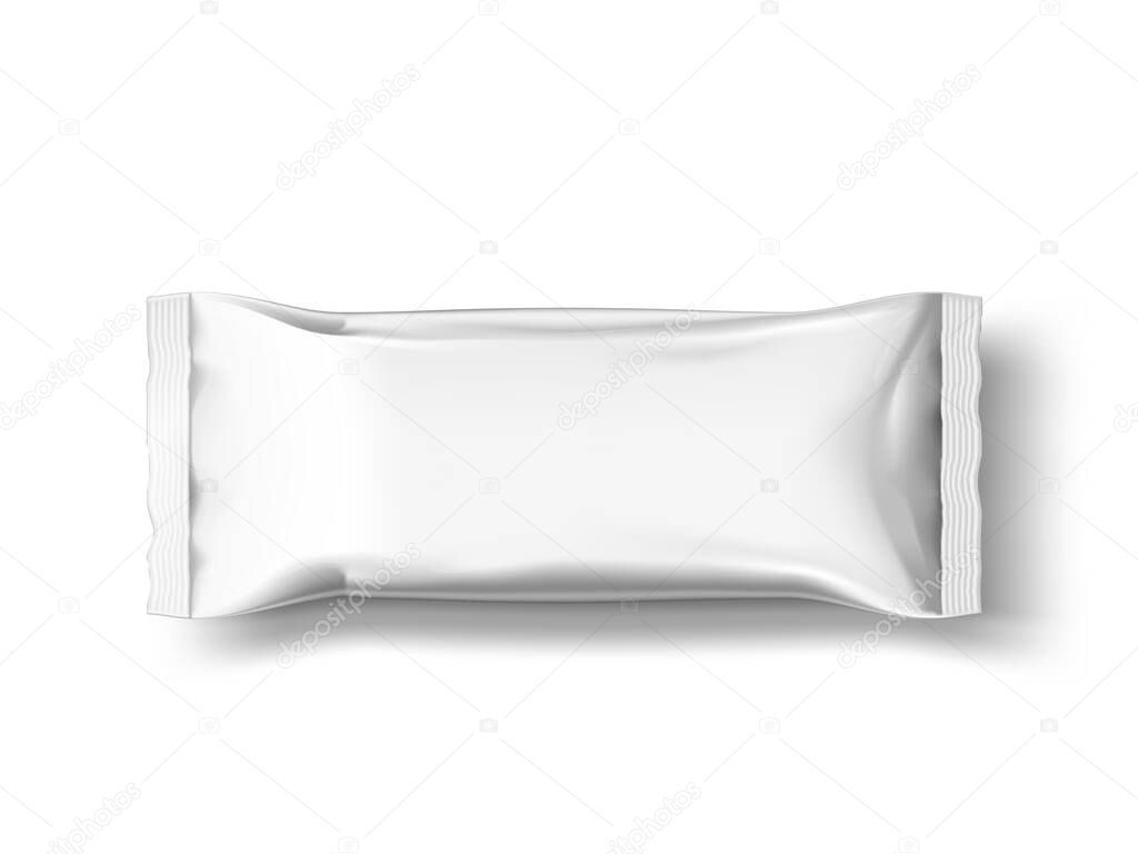 3D White Slim Foil Chips Package Bag Isolated