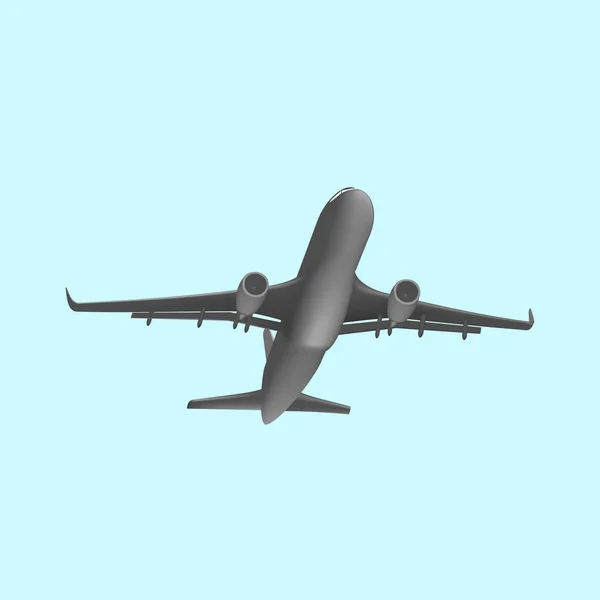 Opstijgen 3D Dark Plane On Blue Sky — Stockvector