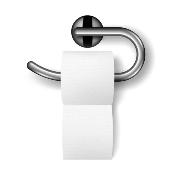 Rulla av toalettpapper hängande på hållaren — Stock vektor