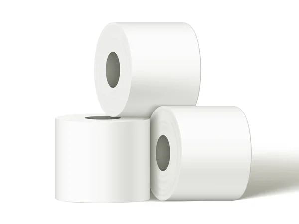 3D Three Rolls Toilet Paper Package Mockup — Stock Vector