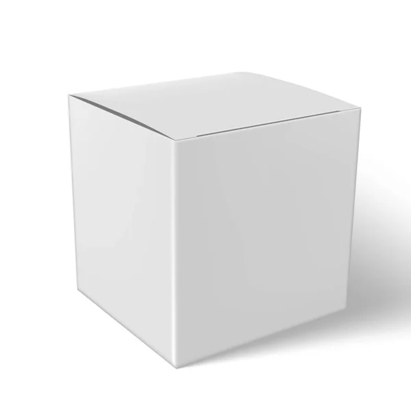 Caja de papel o cartón en blanco con tapa de solapa — Vector de stock