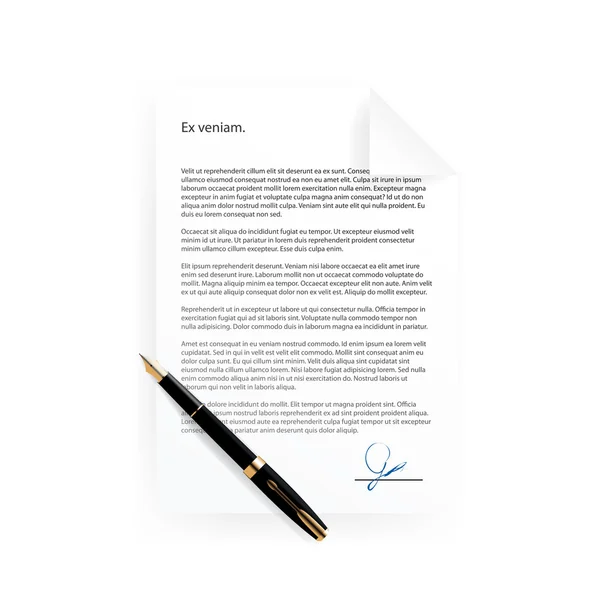Unterzeichnetes Vertragsdokument — Stockvektor