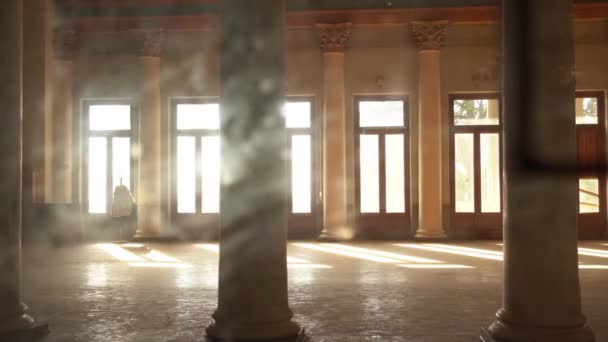 Tirer Travers Vitre Sanatorium Abandonné Fermé Ordzhonikidze Sur Côte Mer — Video