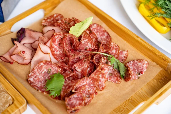 Serving Board with light meat snacks. catering — Stock Photo, Image
