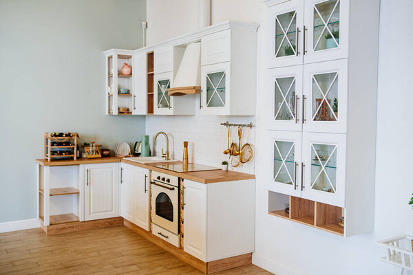 bright Scandinavian style kitchen. design of premises