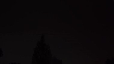 Gece gökyüzünde şimşekler çakıyor. Gök gürültülü fırtına. bronofobi