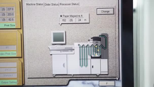 Interfejs monitora. chemiczny proces opracowywania papieru fotograficznego — Wideo stockowe