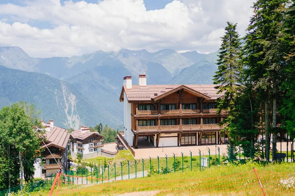 hotel in the mountains. mountain tourism and outdoor recreation.