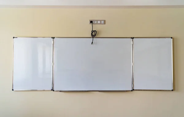 Three-element magnetic marker board for school.