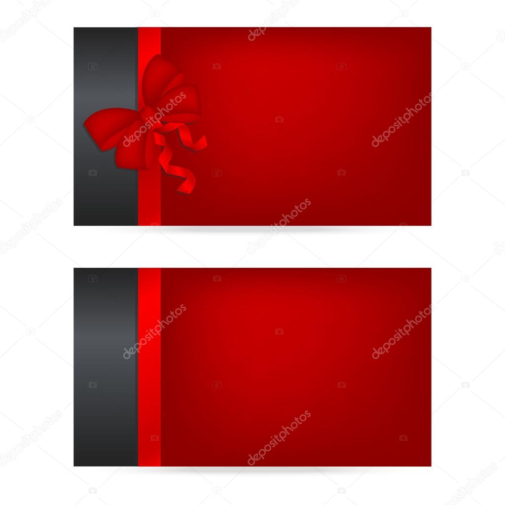 Black gift cards with red ribbons