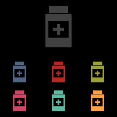 vektör simgeler siyah arka plan üzerine ayarla