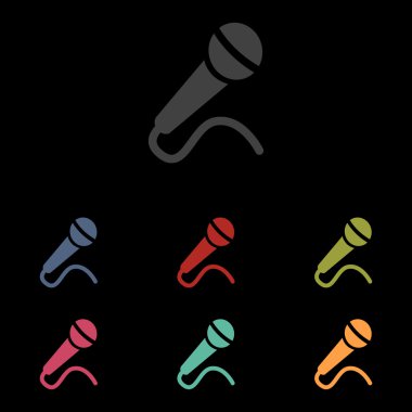 vektör simgeler siyah arka plan üzerine ayarla