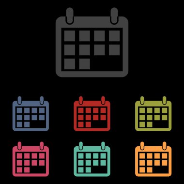 vektör simgeler siyah arka plan üzerine ayarla