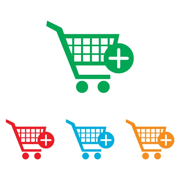 Carrito de compras y añadir Mark Icon — Vector de stock