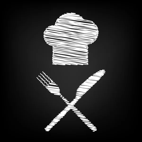 Chef-kok met mes en vork teken — Stockvector