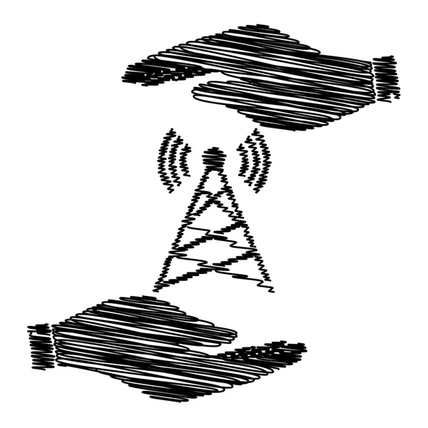 Antennenschild mit Kritzeleffekt — Stockvektor