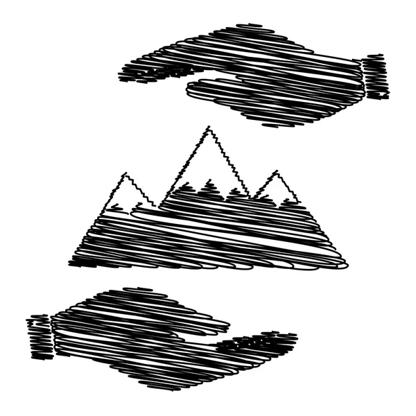 Signe de montagne avec effet gribouillis — Image vectorielle