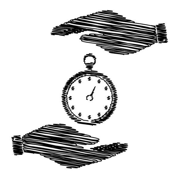 Signe de chronomètre avec effet gribouillage — Image vectorielle