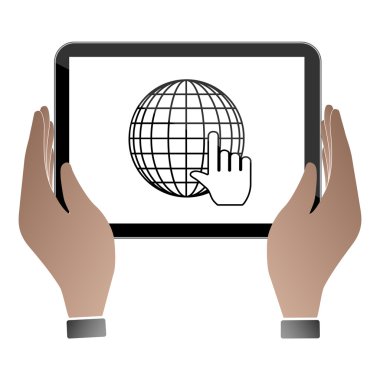 Ellerini tutun ve tablet pc dokunma