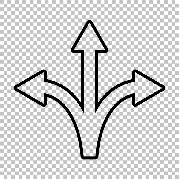 Three-way direction arrow sign — Stock Vector