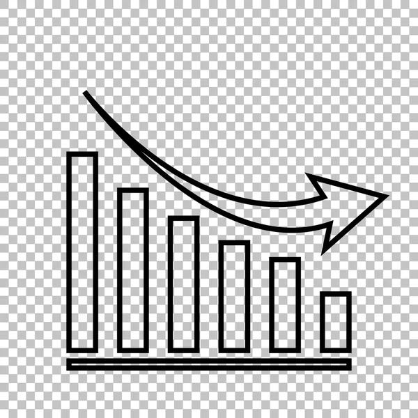 Ícone vetorial de linha de gráfico em declínio — Vetor de Stock