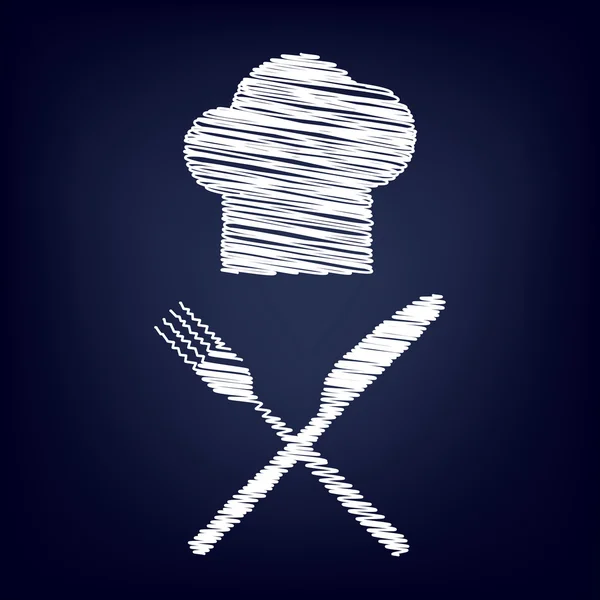 Chef con coltello e forchetta segno — Vettoriale Stock
