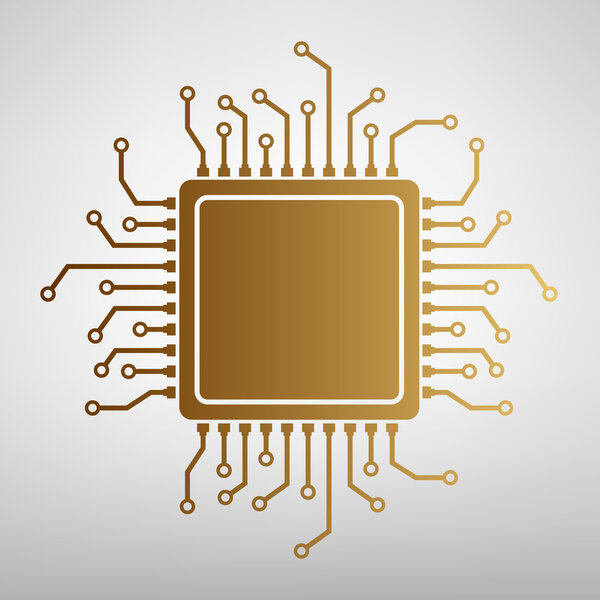 Микропроцессор процессора. Иконка плоского стиля
