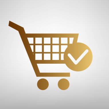 Alışveriş sepeti ve onay işareti simgesini