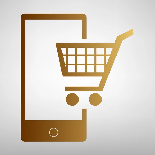 Shoping no sinal de telefone inteligente — Vetor de Stock