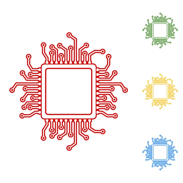 CPU Microprocesso. Conjunto de ícones de linha —  Vetores de Stock
