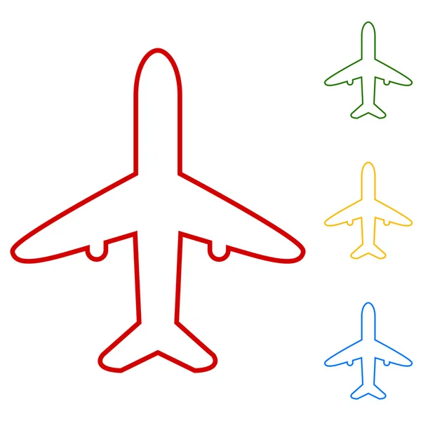 Vetor de avião. Conjunto de ícones de linha — Vetor de Stock