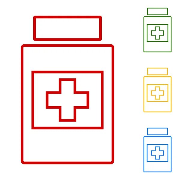 Contenedor médico. Conjunto de iconos de línea — Vector de stock