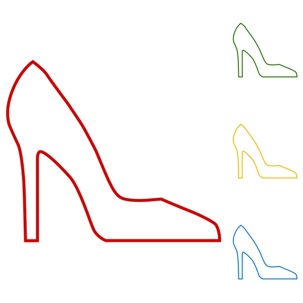 Sapato de mulher. Conjunto de ícones de linha — Vetor de Stock