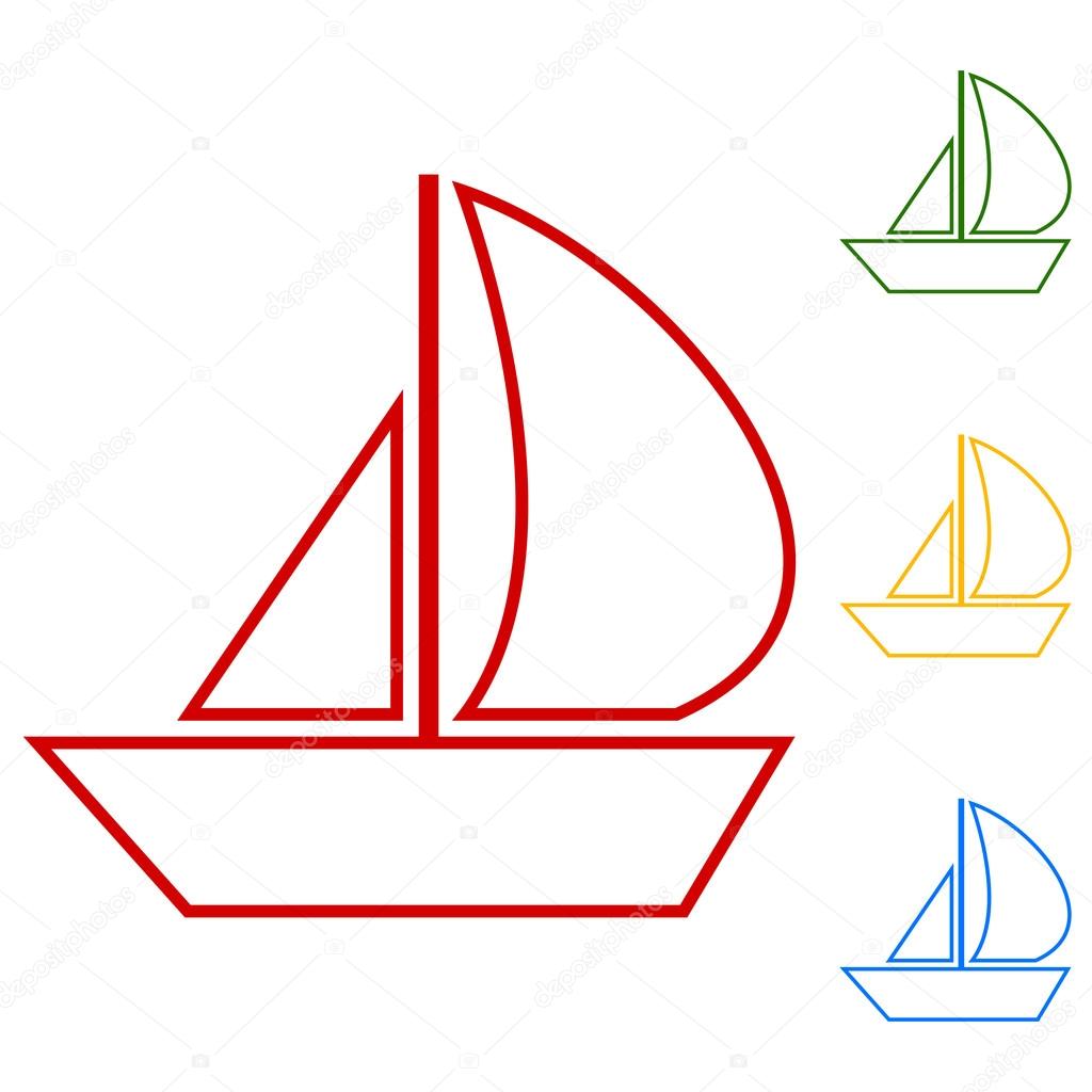 Sail Boat. Set of line icons