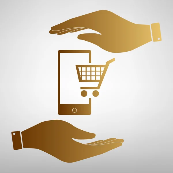 Faire du shopping sur un panneau de téléphone intelligent — Image vectorielle