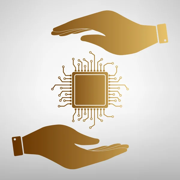 Microprocesseur CPU Golden Effect . — Image vectorielle