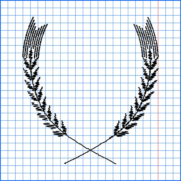 Weizen-Vektorsymbol mit Stift-Effekt auf Papier — Stockvektor