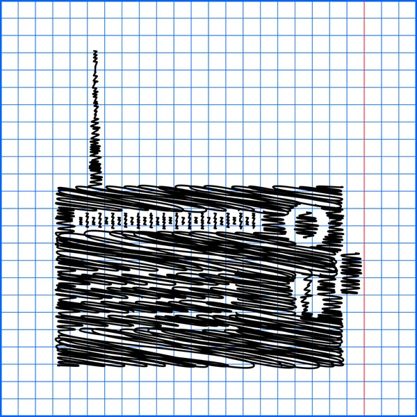 Silhouette radio avec effet stylo sur papier — Image vectorielle