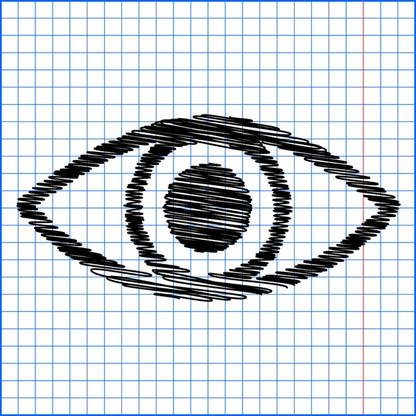 Icône oeil avec effet stylo sur papier — Image vectorielle